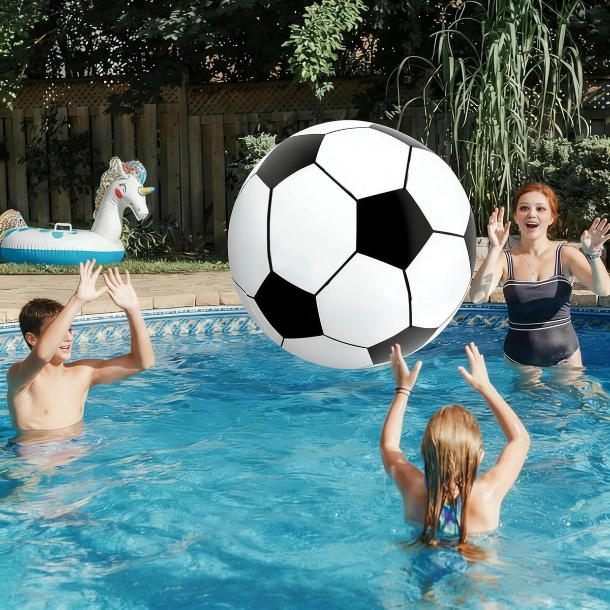 VHV - Voetbal - Opblaasbare bal - Strandbal - XXL Voetbal - Grote speelbal - Met handpomp - Voor buiten en strand - 100 cm - Zwart-wit — cadeau in Spellen & Speelgoed - foto 5