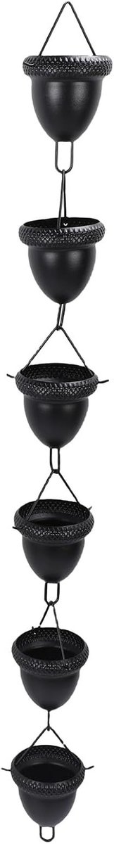 Regenketting - Regenpijp vervanger - Decoratieve waterafvoer - Eikelvormige cups - 110 cm - Zwart