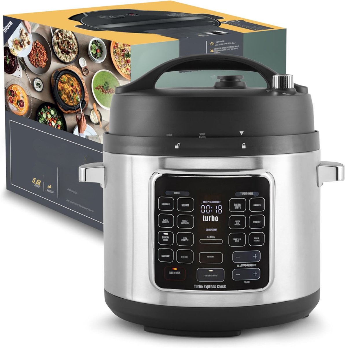 QORA® Multicooker - Multicookers - Zilver/Zwart - 34cm x 34cm x 31cm