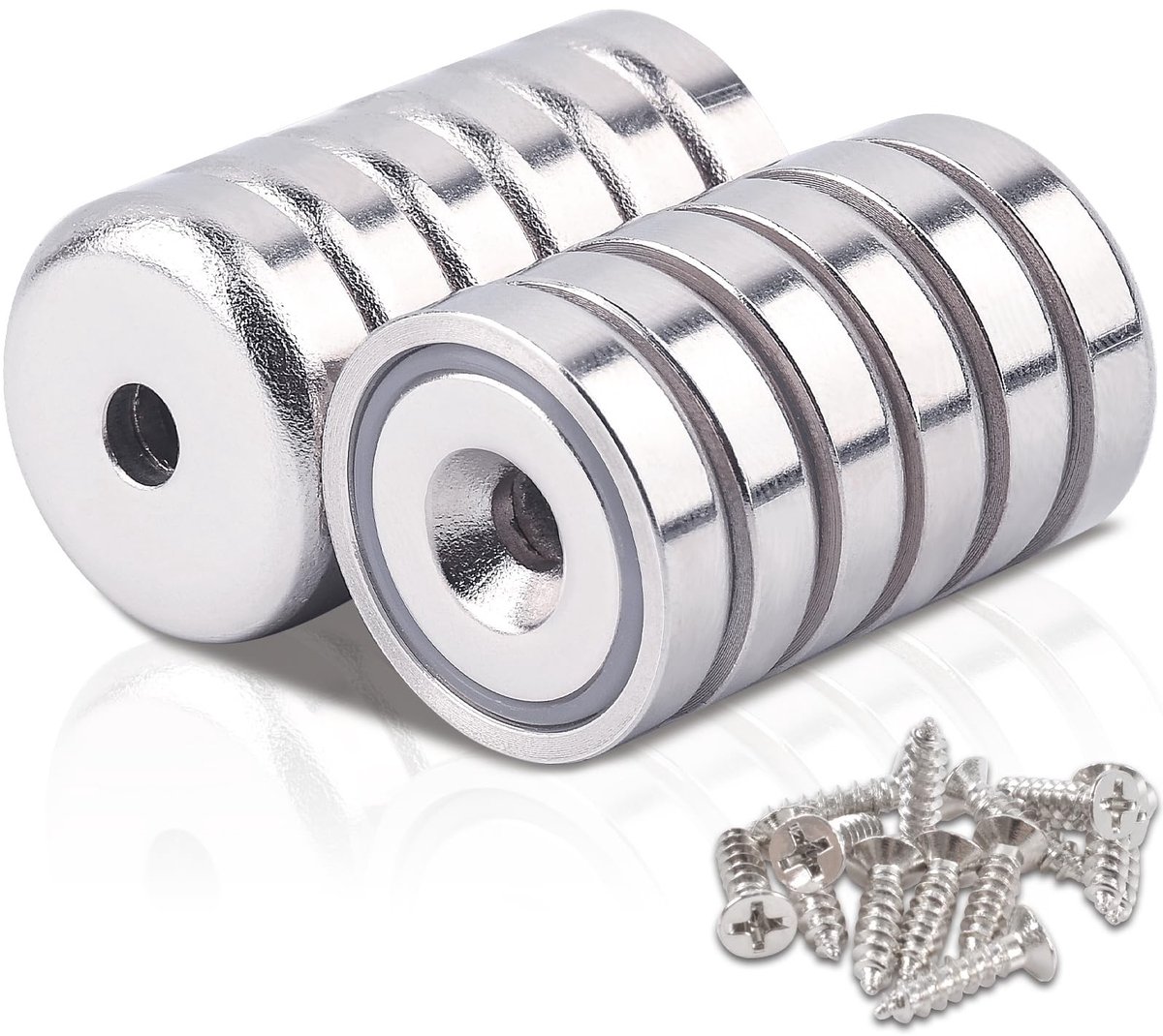 Dailygoods- Potmagneet 20 mm 10 kg - Neodymium Magneten - Verzonken Magneten - Inbouwpotmagneten - 12 Stuks - Eenvoudig te Installeren