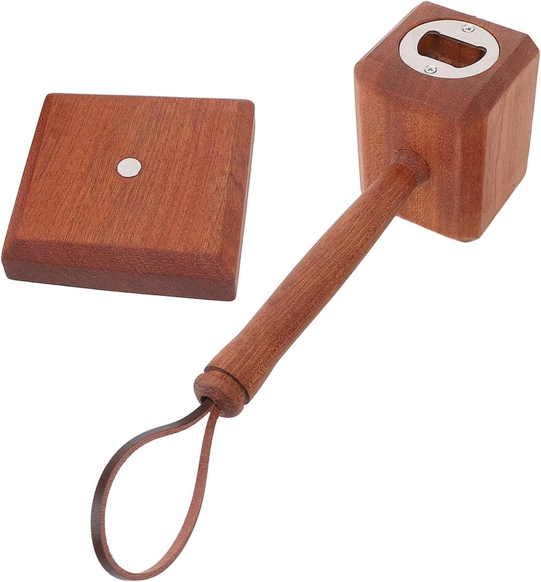Houten Flessenopener met Stand, Perfect Cadeau voor Mannen, Vader, en Bierliefhebbers, Ideaal voor Feestjes en Barbecues