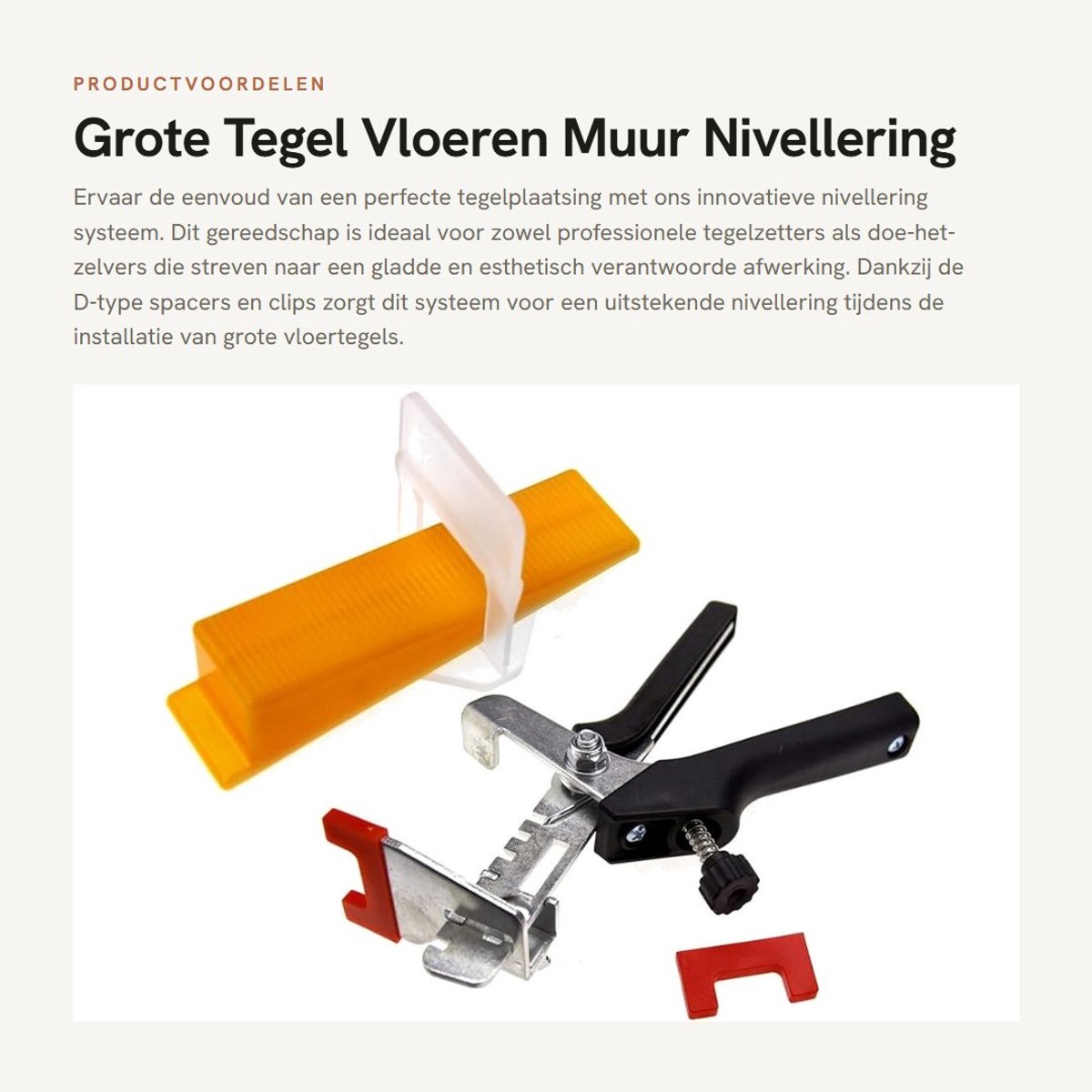 Dailygoods- Nivelleersysteem D Type - Tegel Vloeren - Nauwkeurige Nivellering - 50 Clips/Wiggen - Gereedschap - Geschikt voor Tegeldikte 8-13 mm - Tegelsysteem