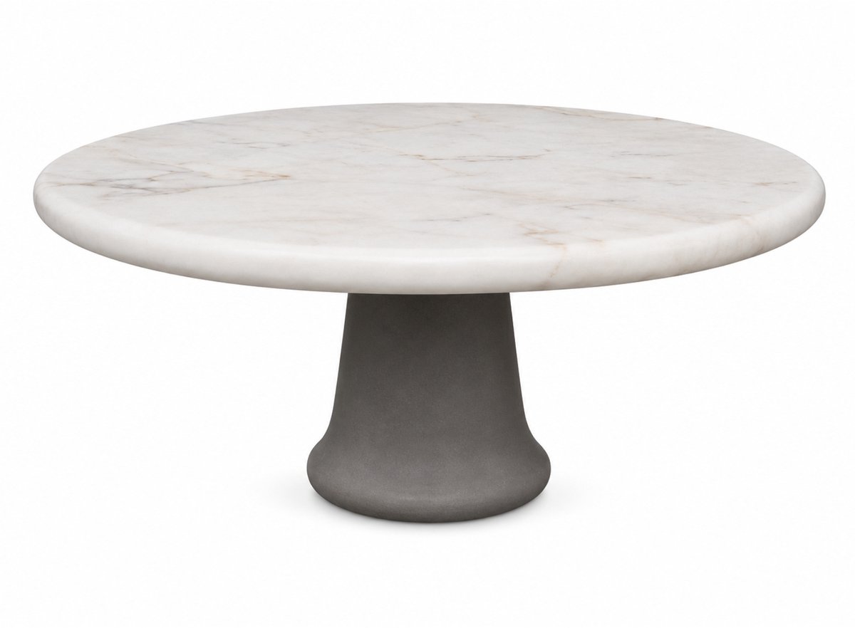 Decoratieve serveerschaal, marmer, wit, Diameter 28 x 9 cm