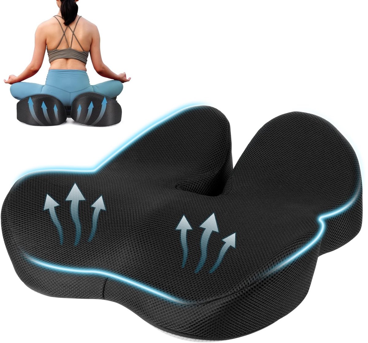 Dailygoods- Stuitbeenkussen Orthopedisch - Ergonomisch Kussen - Zitkussen Auto - Stoelkussen - Drukverlichting Stuitbenen - Geschikt voor Kantoor