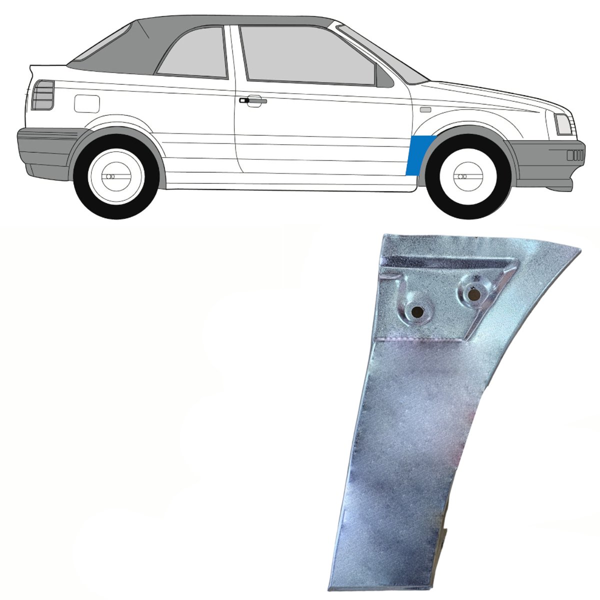 Reparatiepaneel voorspatbord voor Volkswagen Golf 3 1991-1998 / Rechts / CABRIO
