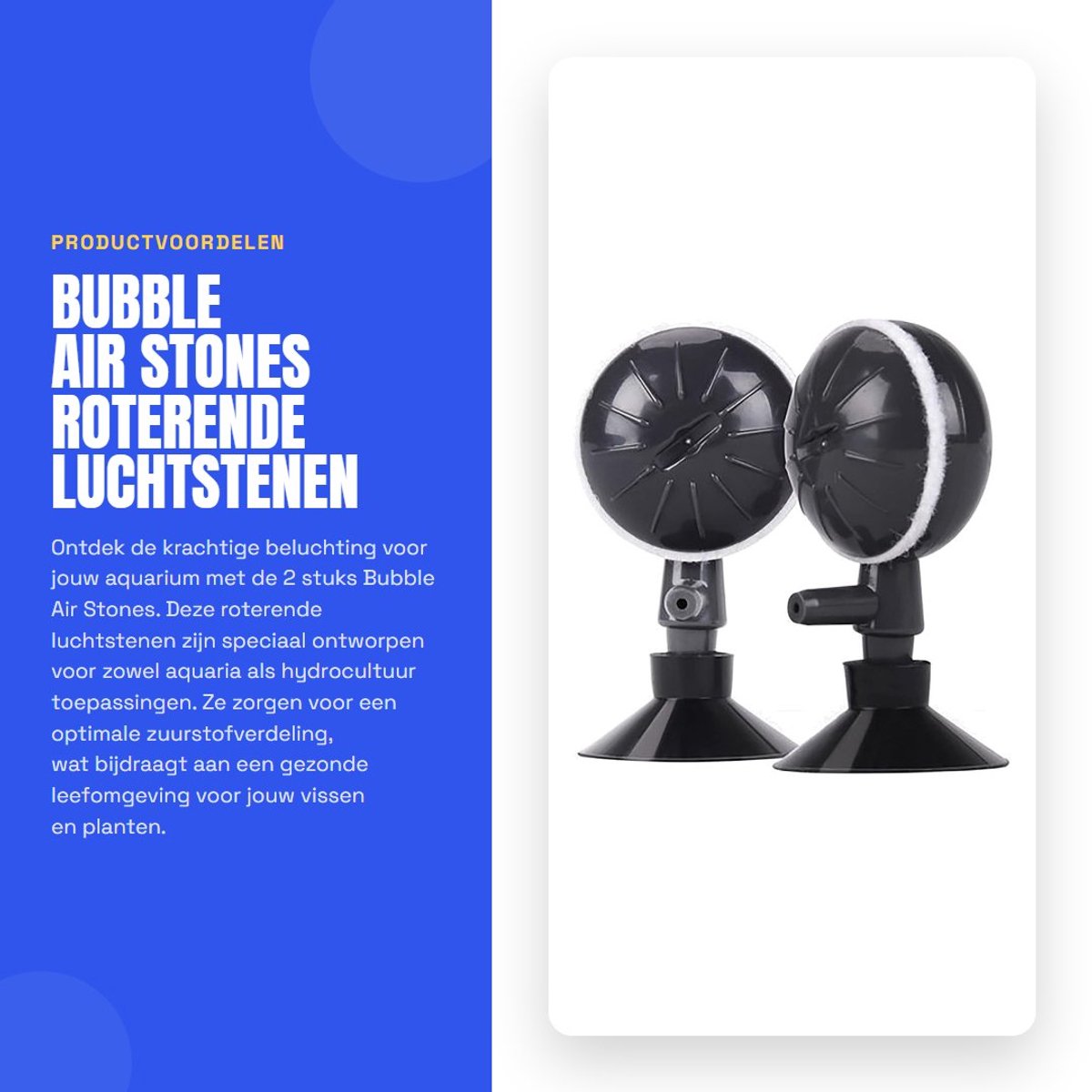 Dailygoods- Luchtsteen - 2 Stuks - Roterende Luchtsteen Diffuser - Verstelbare Zuurstofbeluchting - Zuignappen - Fijne Bubbels - Beluchtingssteen