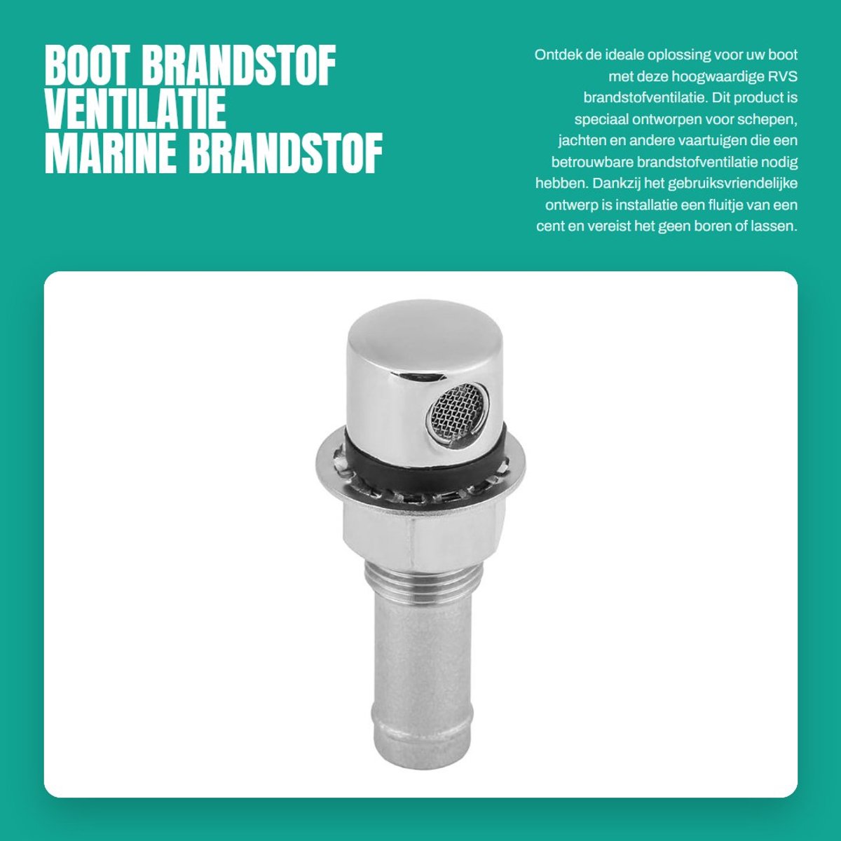Dailygoods- Brandstofvent RVS - Tankventilatie - Marine - Vervanging - Robuust - Eenvoudig te installeren - Afmetingen 7,6 x 3,3 cm