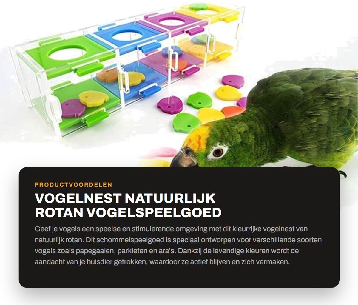Dailygoods- Vogelnest Natuurlijk Rotan - Vogelbed - Schommelspeelgoed - Vogelspeelgoed voor Papegaaien - Kleurig - 27 x 12 cm