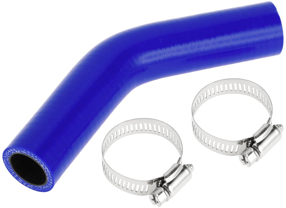 Dailygoods- Koelslang Siliconen - 22 mm Binnendiameter - 90 mm Lengte - 45 Graden - Meerlaags Weefsel - Bestand tegen Hoge Temperaturen - Siliconenslang