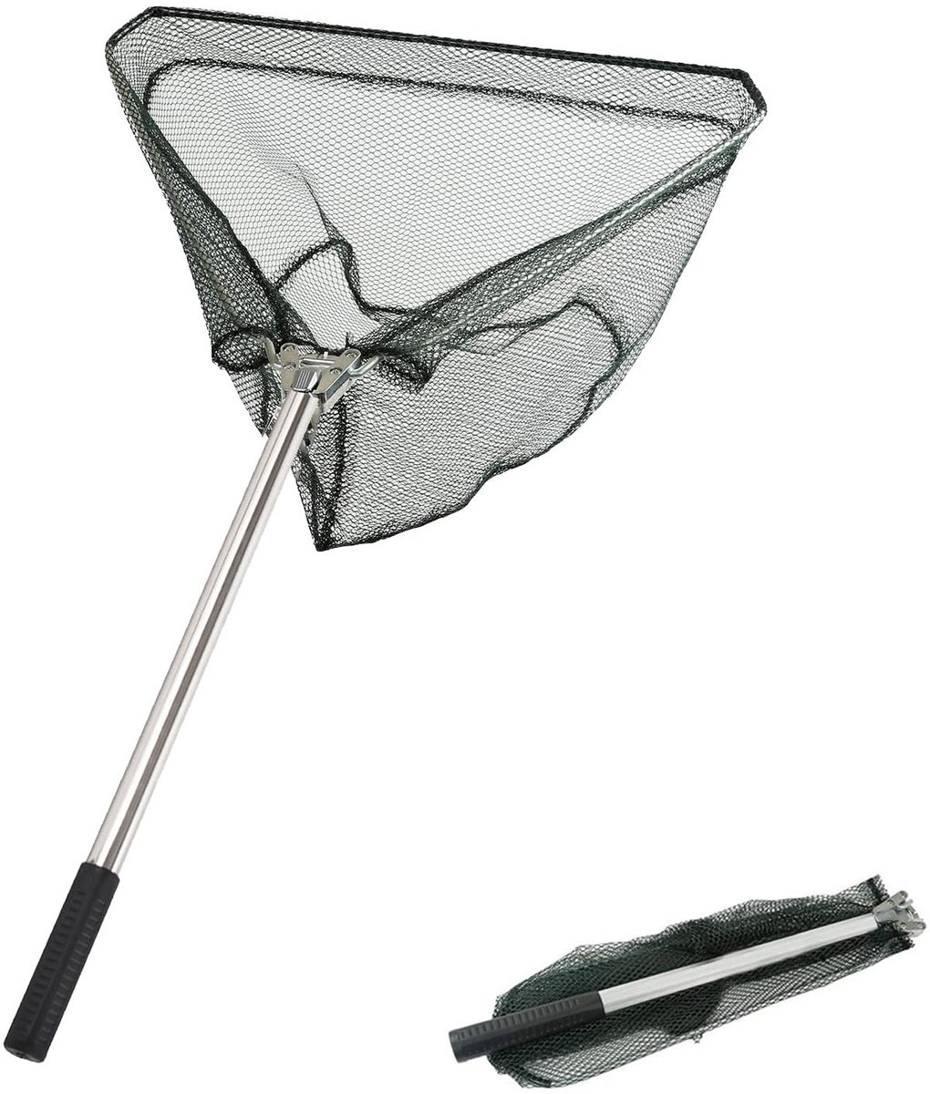 Dailygoods- Vissersschepnet 50 cm - Opvouwbaar - Antislip Handgreep - Roestvrij Staal - Duurzaam Nylon - Lichtgewicht - Visnet