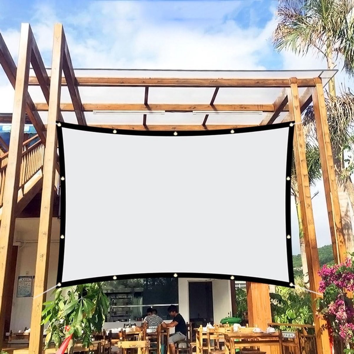 Projectiescherm - Filmscherm Beamer - Thuisbioscoop Creëren - Kreukvrij Polyester - 80 inch 16:9 - Wit