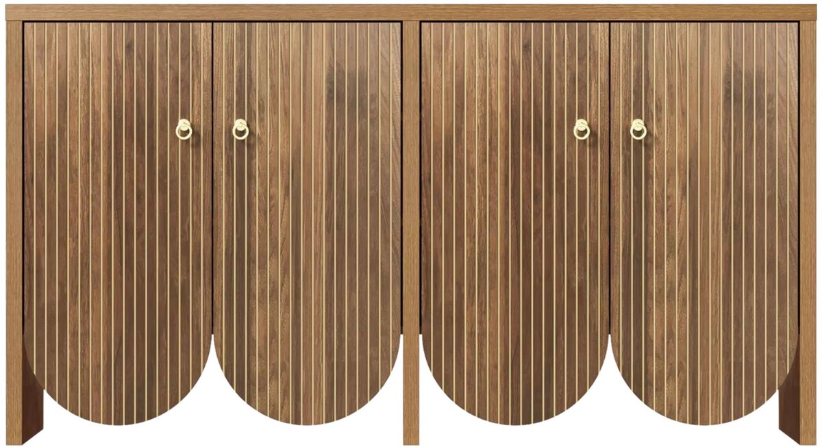 Happiq Elegante Dressoir - 147 x 40 x 80 Cm - Opslagkast met 4 Deuren en Verstelbare Planken - voor Woonkamer of Eetkamer Walnoot
