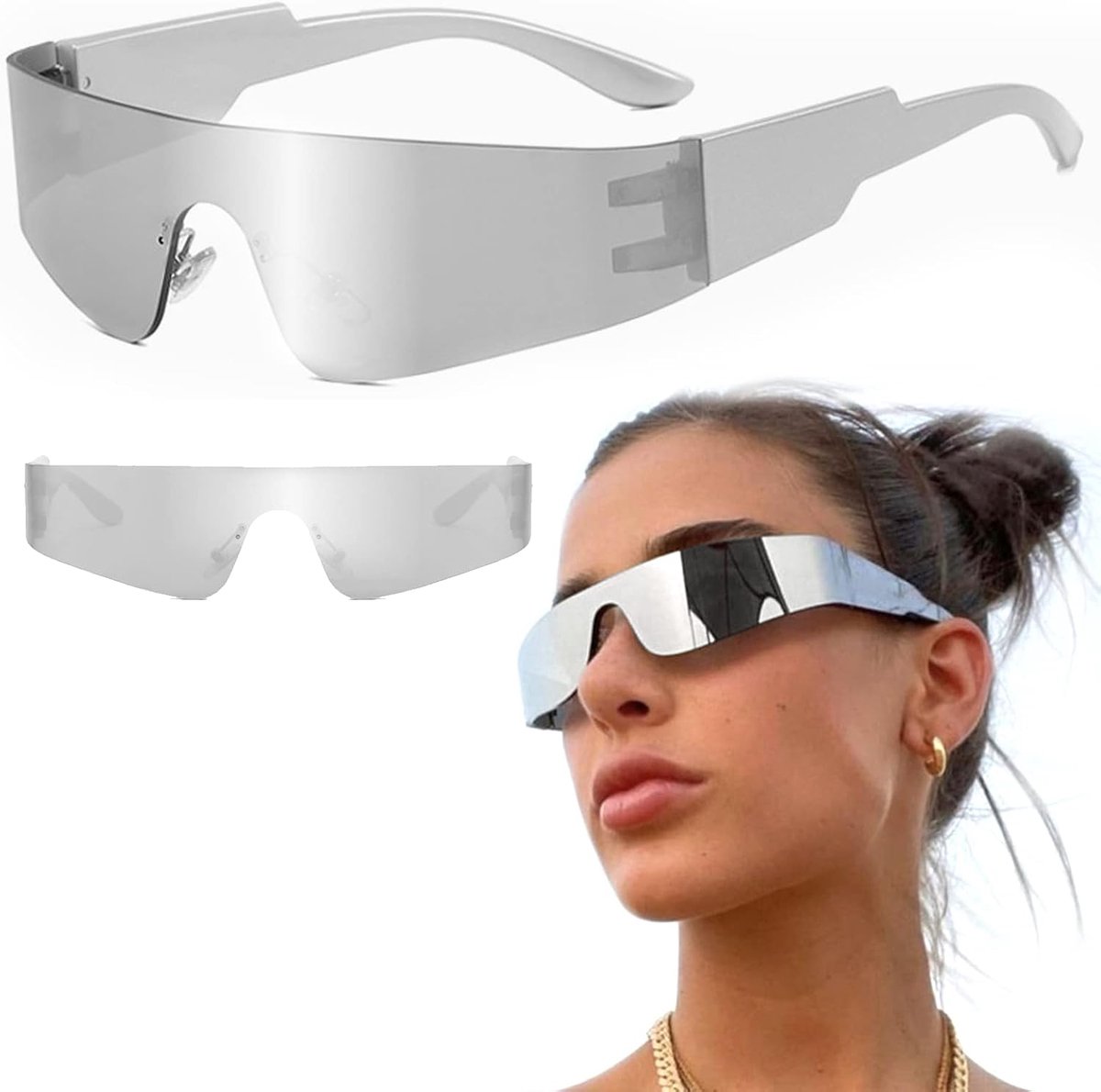 Zonnebril, Ruimte Bril, Alien Brillenset, Feestbril, Funbril, Futuristische Bril voor Rollenspel, Halloween Brillenset (15 * 12,8 * 3,9)