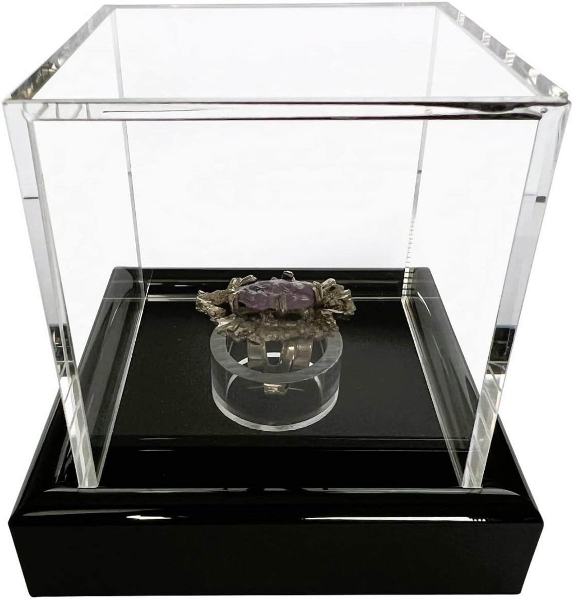 Acryl Vitrine 6x6x6cm / Showcase/display case/kijkkast met zwart fluweel bijvoorbeeld voor Mineralen, fossielen, stenen, modellen, figuren, klokken, sieraden, munten, medailles