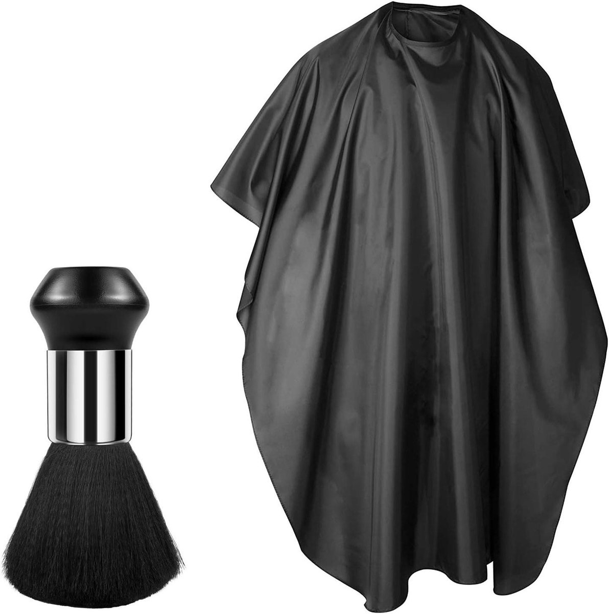 Kapperscape Set - Kappersmantel Haarstyling - Haarknippen en Kleuren - Met Nekborstel - 120 x 150 cm - Zwart