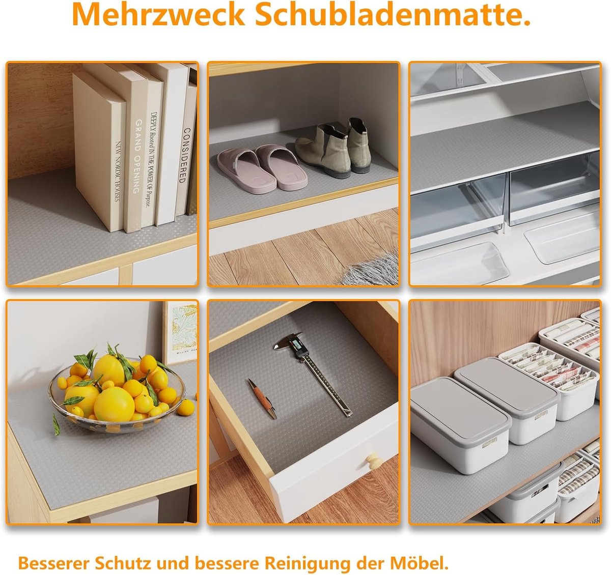 Trekmat voor lades 44 x 300 cm - grijs - waterdicht en antislip - ideaal voor keukenlades - ShopVlot