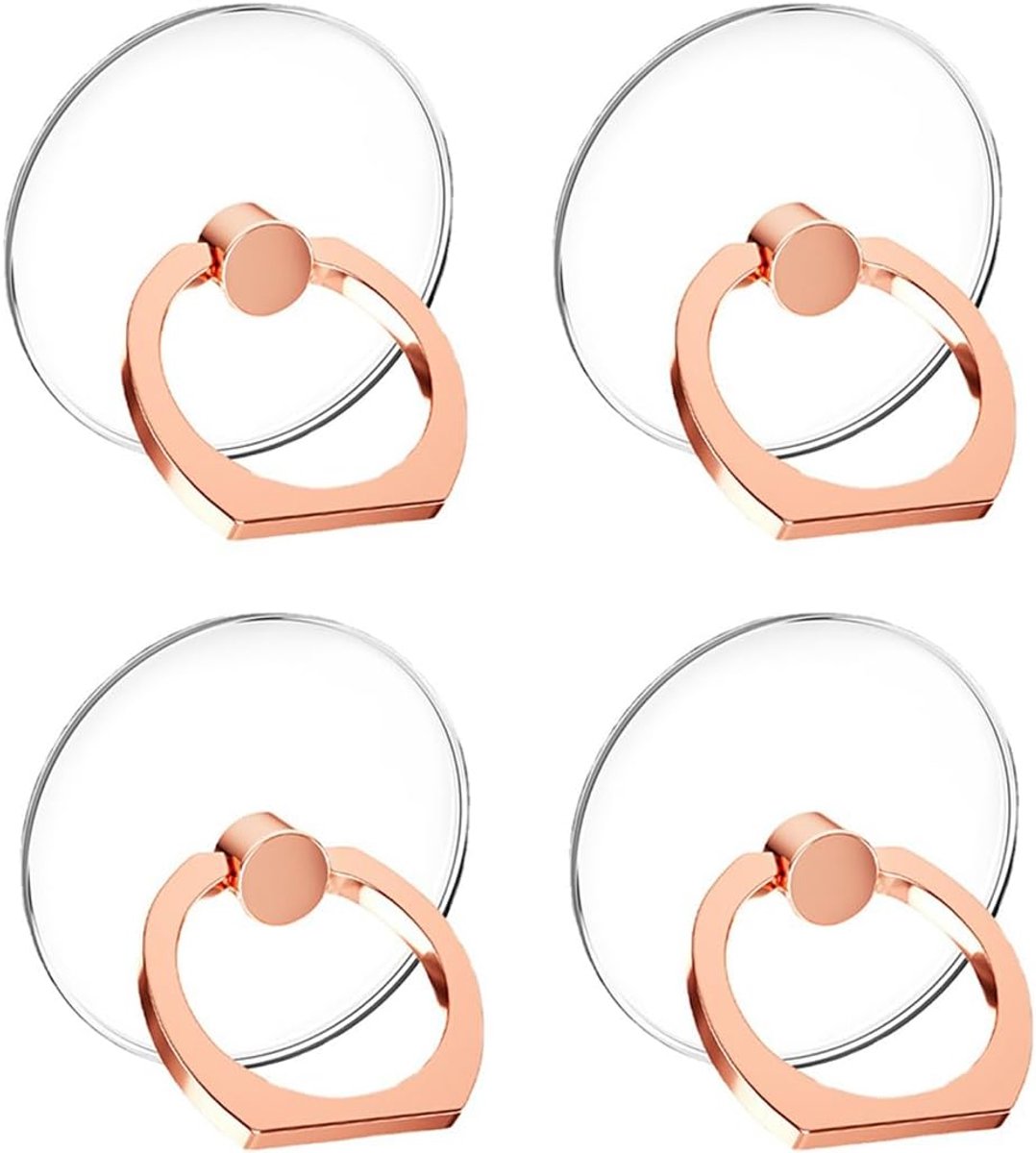 Mobiele telefoonring 4 stuks - transparant acryl - 360° rotatie - veilige grip - ShopVlot