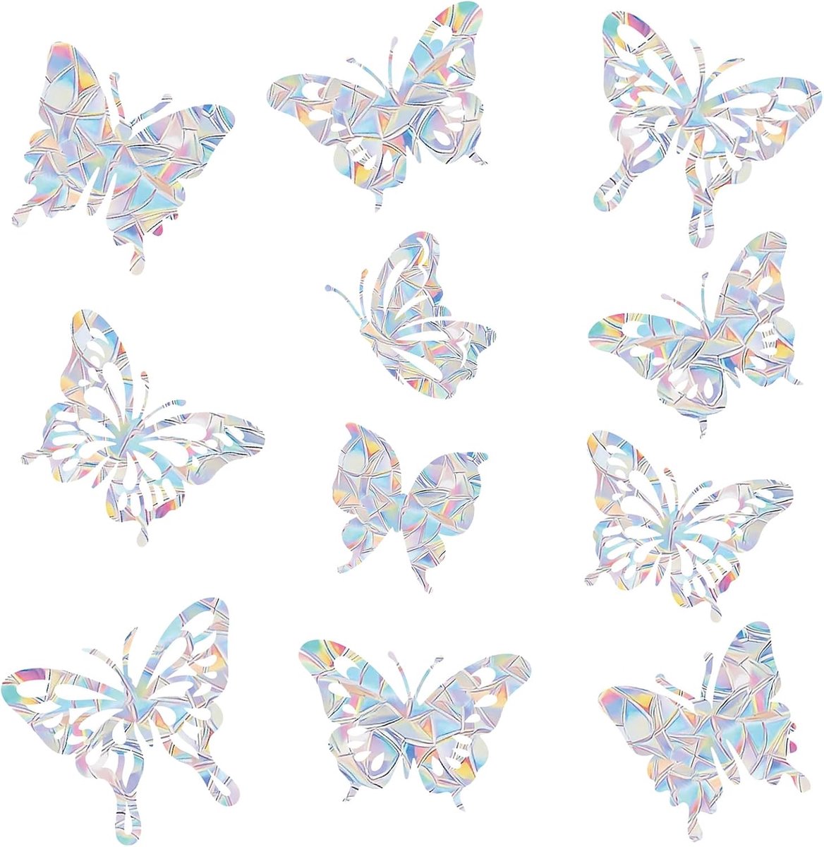 Raamstickers, vogelbescherming, 14 stuks, vogelbescherming voor glas, suncatcher stickers, regenboog-raamstickers, folie tegen vogelslag, vogelbescherming, stickers voor ramen