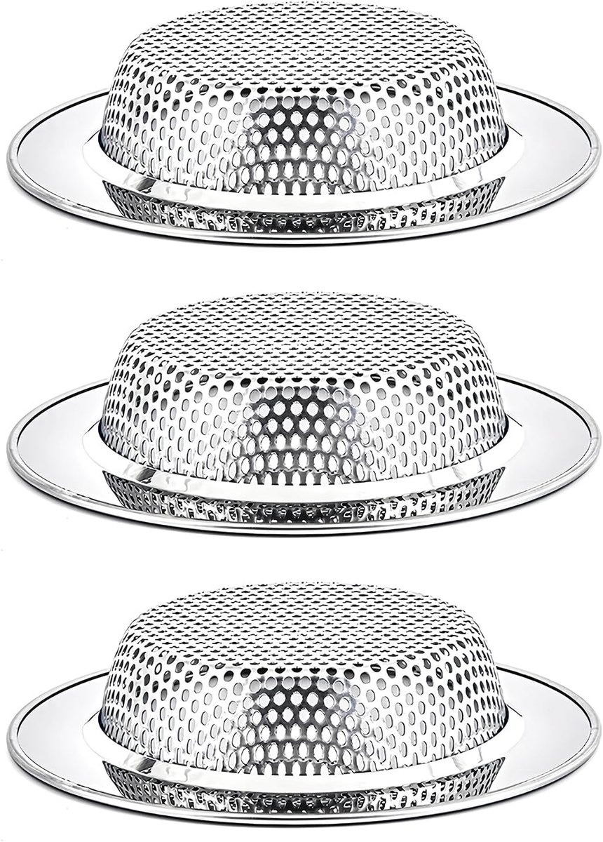3 stuks gootsteenstop voor keuken van roestvrij staal, universeel voor keuken en badkamer, buitendiameter 11,2 cm, binnendiameter 8 cm, roestvrij staal, vaatwasmachinebestendig
