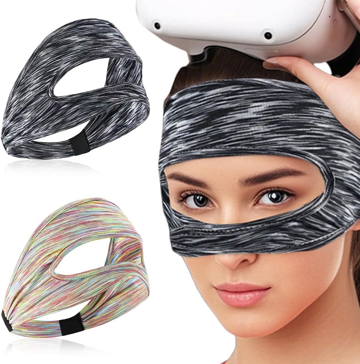 2 stuks VR oogmaskerafdekking, VR zweetbescherming, zweetband voor het gezicht van de VR-headset, verstelbare swatband voor PSVR2/PICO4-headset (grijs + kleur)
