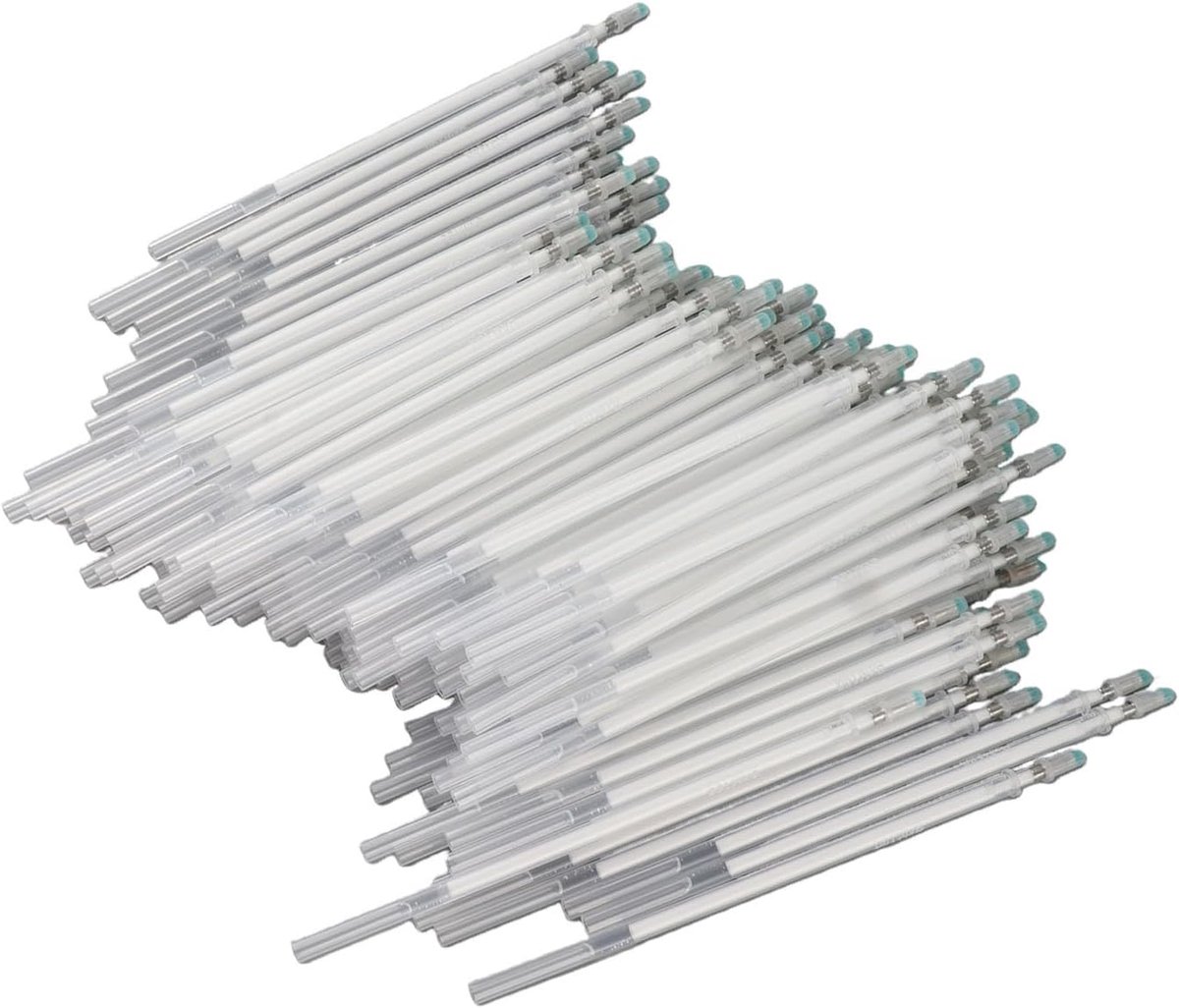 100 Stks Witte Hoge Temperatuur Verdwijnende Pen Navulling Warmte Uitwisbare Marker Voor Kleermakerij DIY Naaien Witte Stof Markeerpen Clover Fijne Naaien Markers Voor Hij