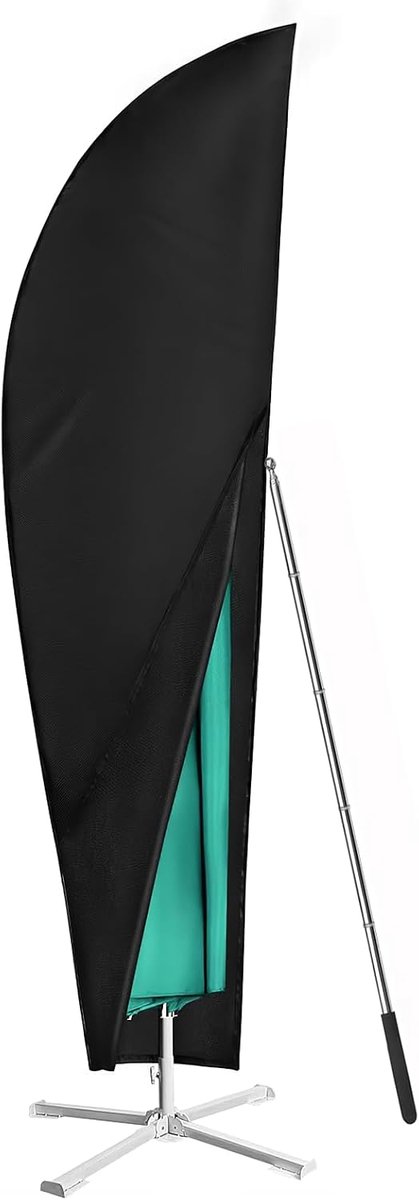 Parasol beschermhoes 420D - Zwart - Met stok - Ideaal voor bescherming - ShopVlot