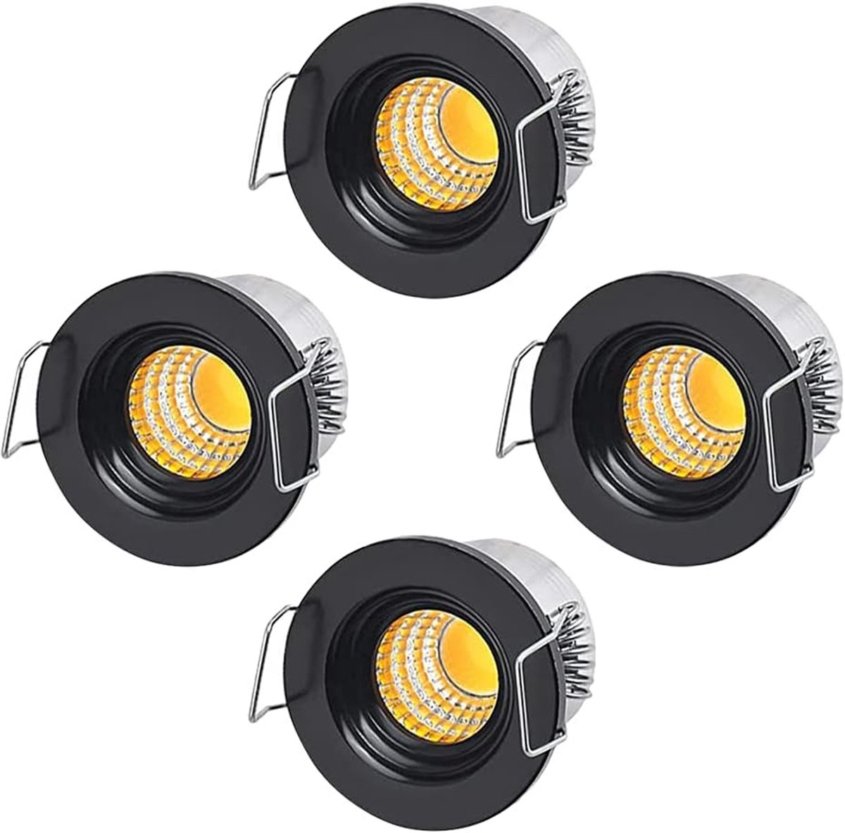4 stuks kleine mini-led-inbouwspots 3 W, warmwit | 230 V, met transformator, COB downlights, 300 lm, voor wijnkast/kast/keuken/woonkamer
