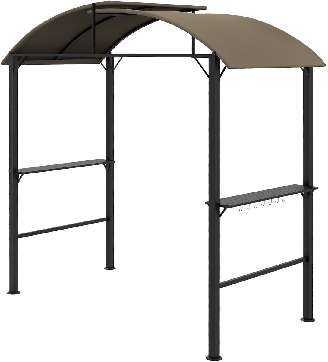 Tuin BBQ Paviljoen – Grillpaviljoen met Dubbel Gelaagd Dak, 2 Zijplanken en 7 Haken voor Buiten