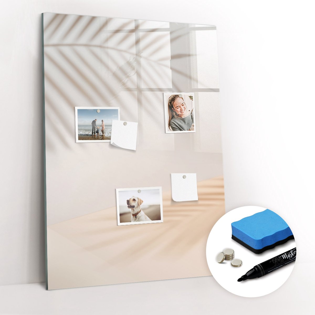 Tulup Whitebord - De schaduw van een palmblad - 70 x 100 cm - Grijs Magnetisch Bord Kind - Gratis 5 Sterke Magneten + Whiteboard Marker & Wisser - Interieur Accessoires Kantoor - Magnet Board - Inspiratiebord Kantoor