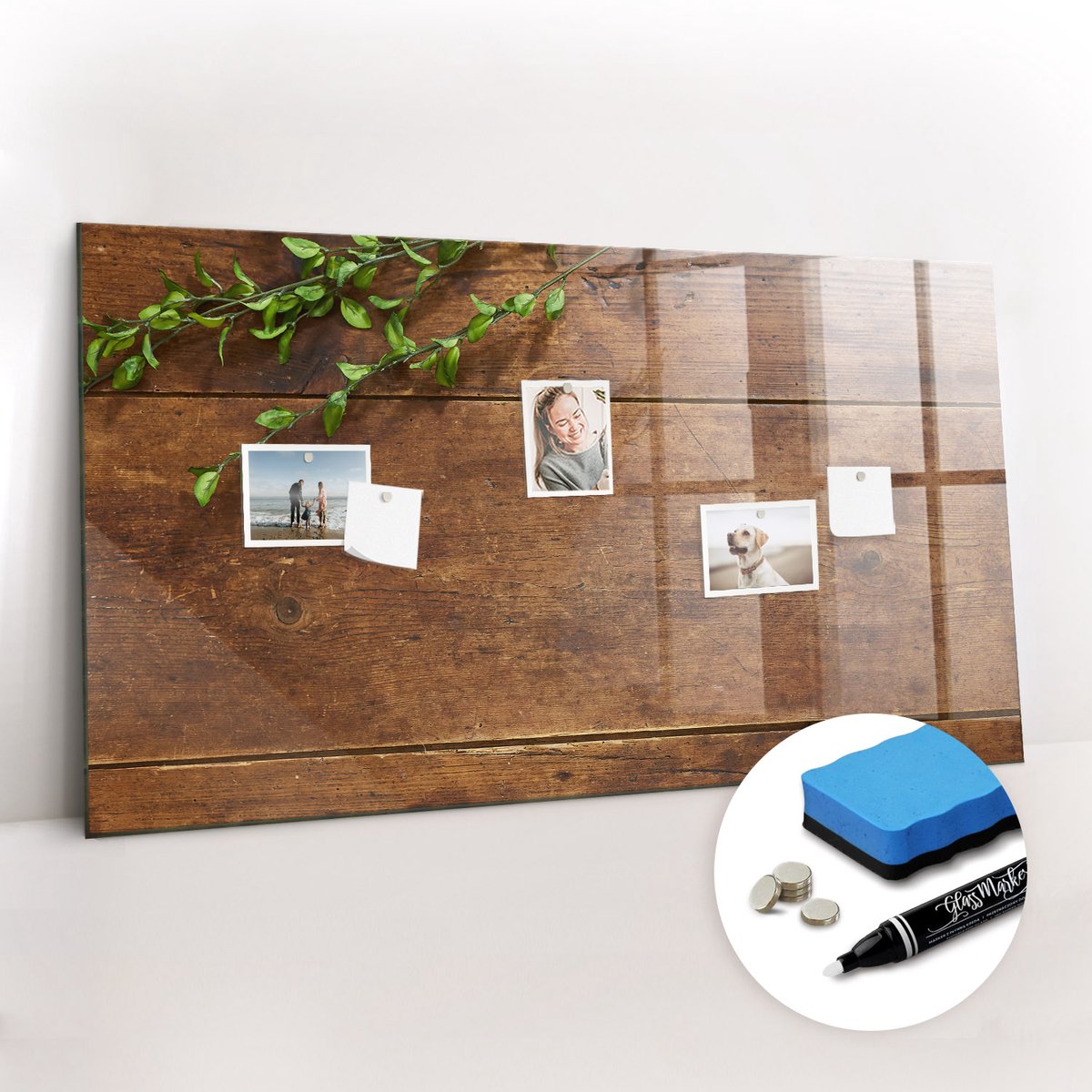 Tulup Whitebord - Rustiek hout - 120 x 60 cm - Bruin Memobord Magnetisch - Gratis 5 Sterke Magneten + Whiteboard Marker & Wisser - Interieur Accessoires Kantoor - Magnet Board - Inspiratiebord Kantoor