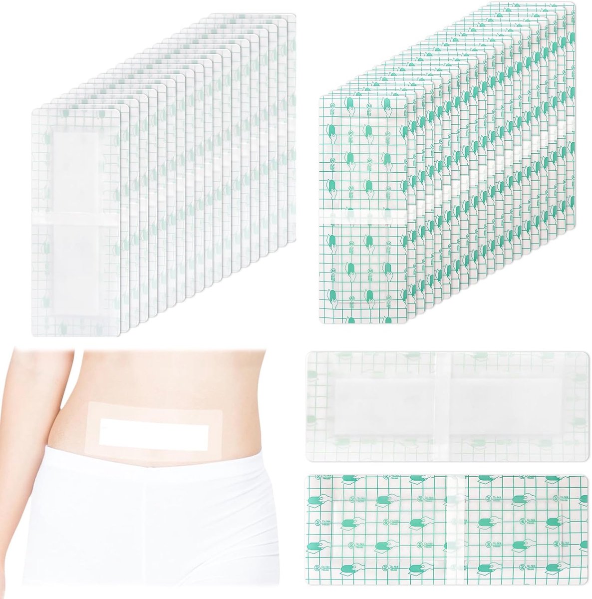 40 stuks douchepleisters, waterdicht, groot, 25 x 10 cm, waterdicht, transparant, watervaste pleisters, groot, ademend, folieverband tattoofolie, genezing voor medicijnen, cosmetica, sportbescherming