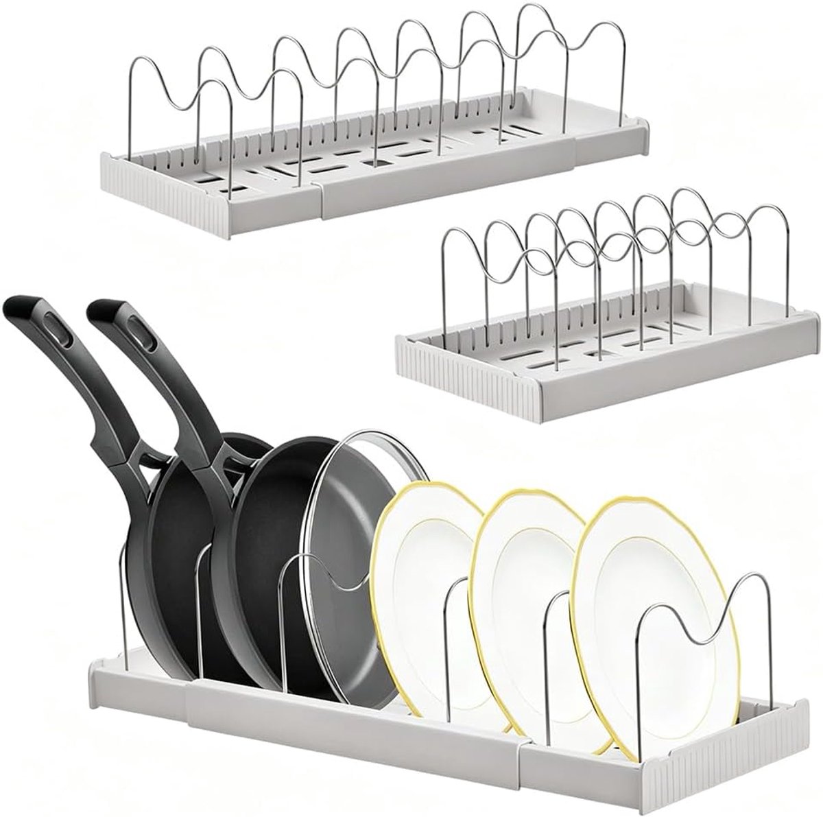 Pandekselhouder, dekselhouder, verstelbare pannenorganizer