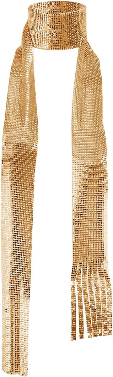 Glinsterende paillettensjaal, jaren '70 disco-accessoire, lange smalle stropdas voor dames, carnaval, club, feestkostuum