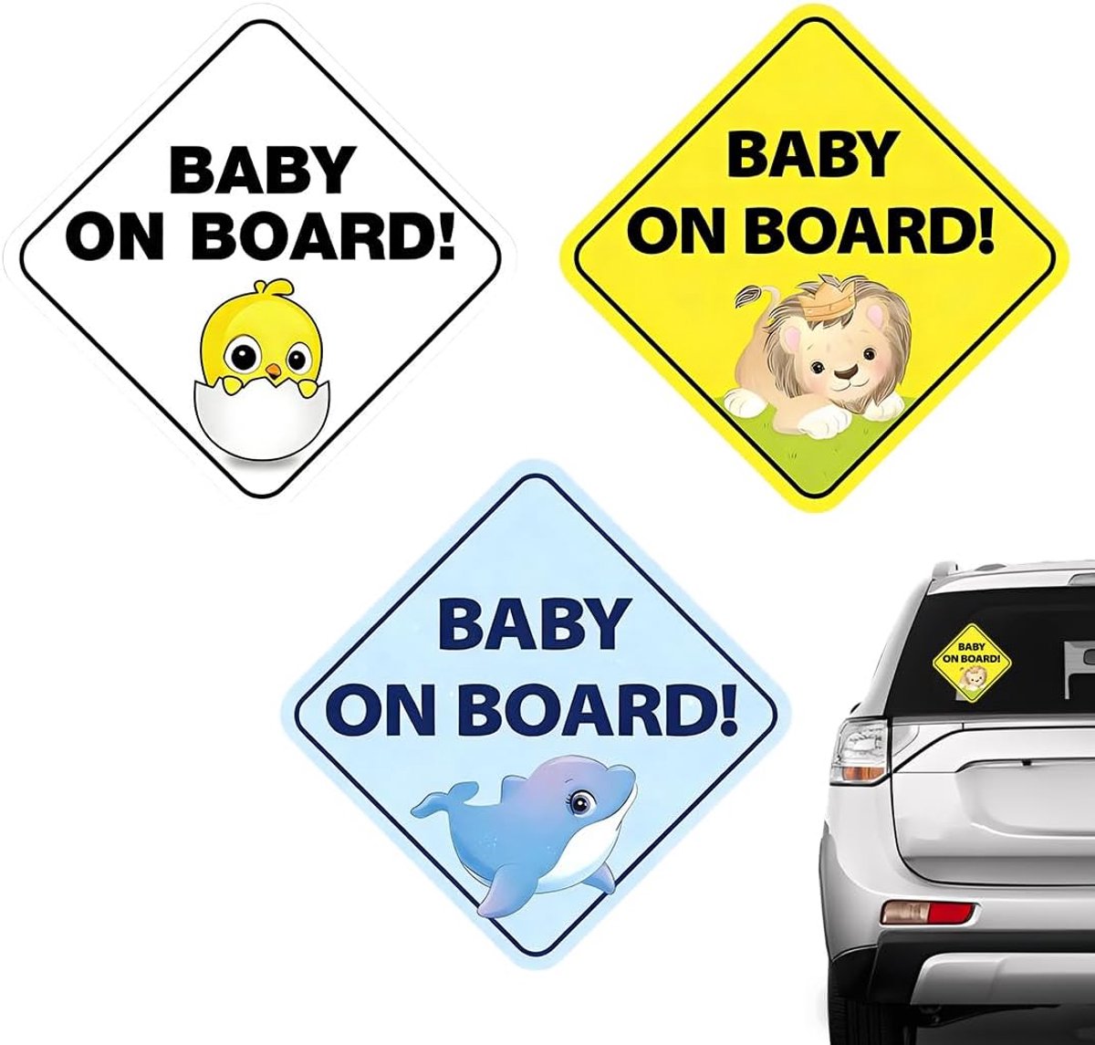 3 stuks Baby aan Boord auto waarschuwingsstickers, raamstickers voor auto, Baby in Auto sticker voor autoruit