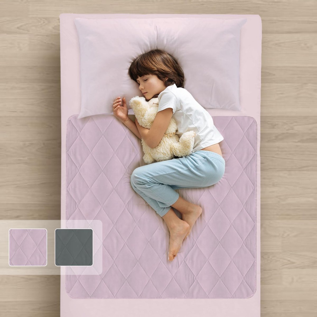 Potty training lakens, 100% waterdicht bed pad voor eenpersoonsbedden, wasbare nacht toilet training bedplassen mat voor peuters en kinderen (1, roze, zonder vleugels)