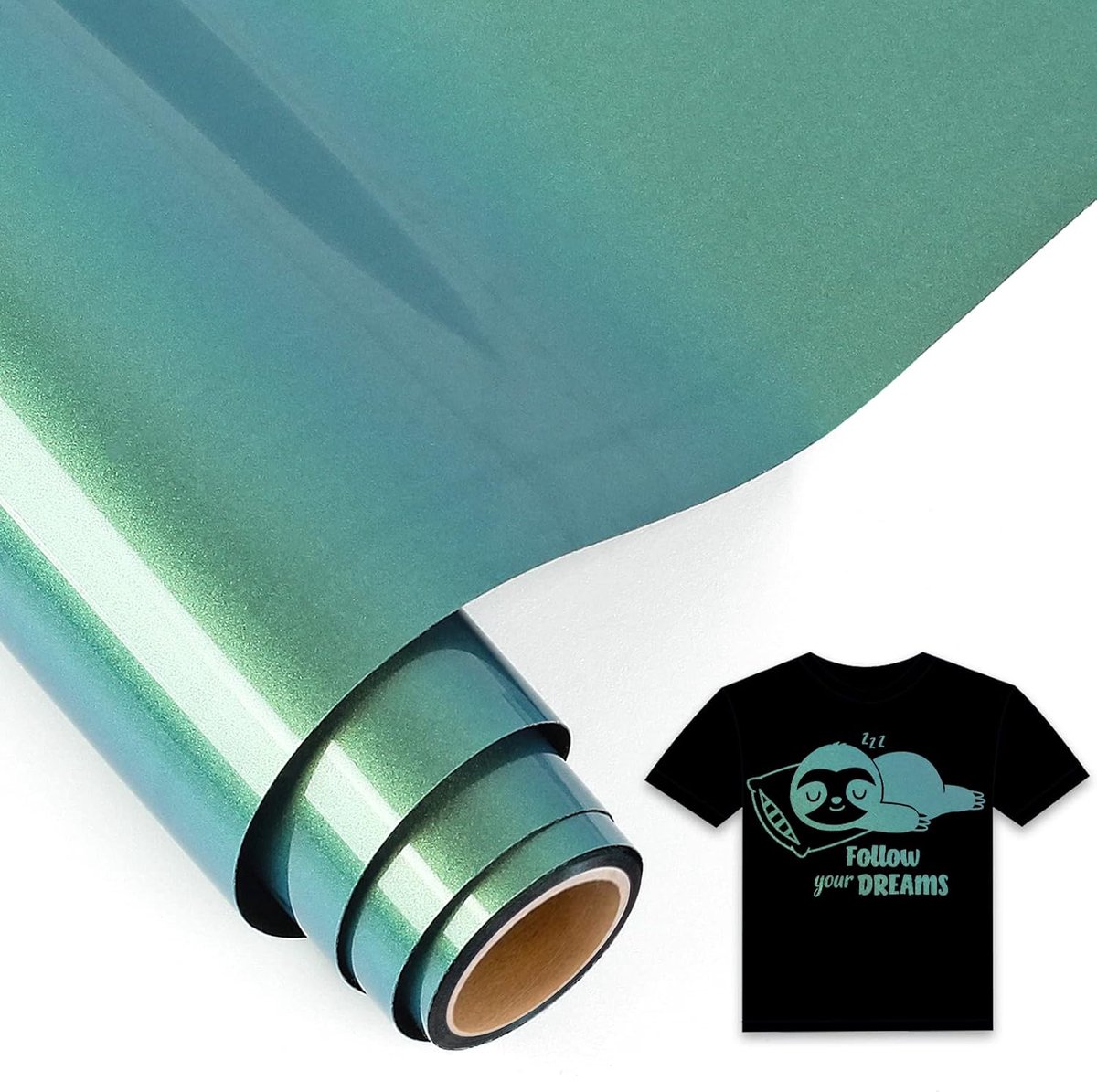 5Ft Kameleon Plotter Film Goud Tot Groen - 30,5 x 152,5 cm Flex Textiel voor Cricut Maker, Silhouet - voor Kleding, Hoeden, Broeken, Andere Stoffen