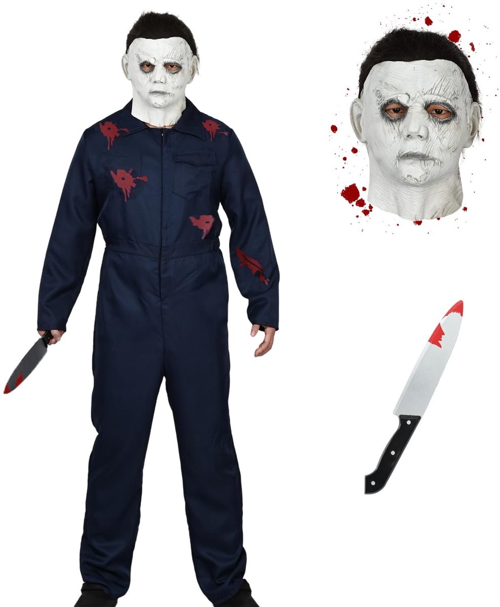 Omgoods - Michael Myers Kostuum voor Volwassenen met Latex Masker