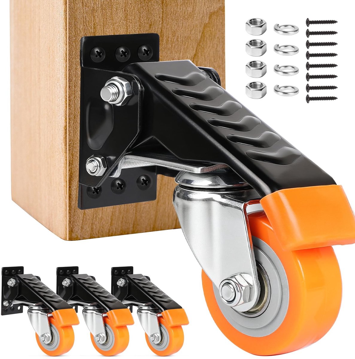 Omgoods- Zwenkwielen set van 4 - Zware wielen - Capaciteit 300 kg - Hoogte verstelbaar - 360° rotatie - Robuust ontwerp - Transportwielen