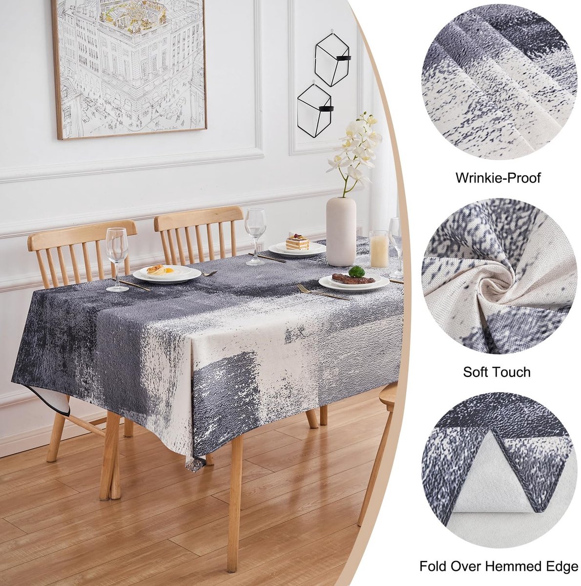 Omgoods - Elegant Rechthoekig Tafelkleed 140 x 200 cm - Zwart Linnen Look