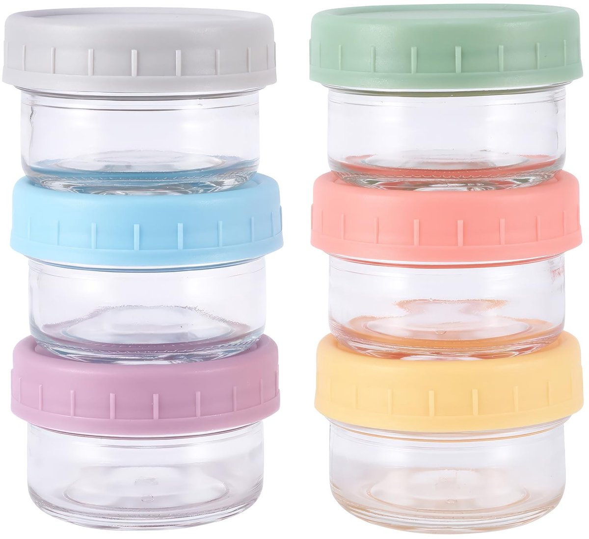 Omgoods - Set van 6 Glazen Opbergcontainers met Deksel - 80 ml Luchtdichte Bewaarboxen