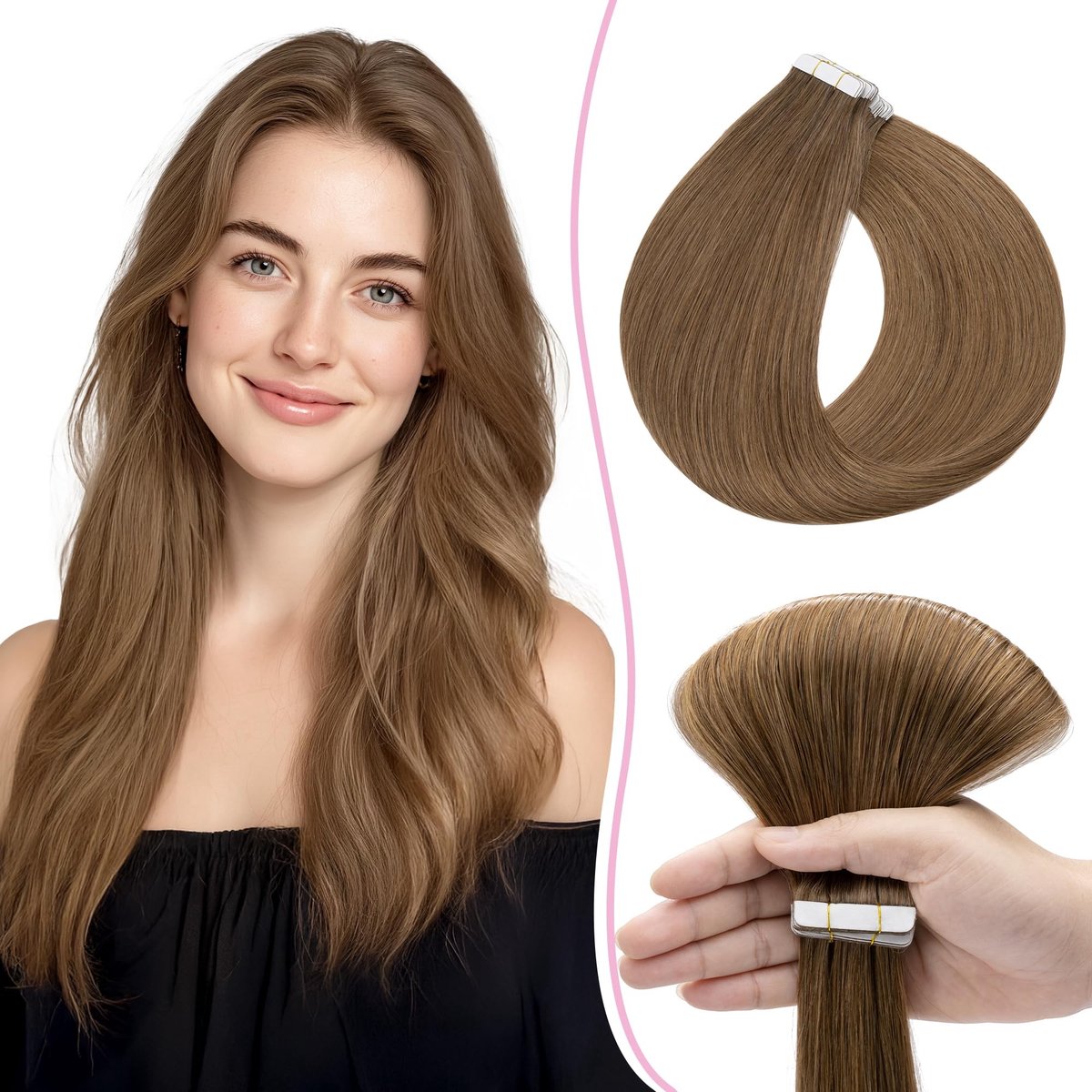 Omgoods - 14 Inch Tape In Haarextensions - 10 Stuks 15g Lichtbruin 06#
