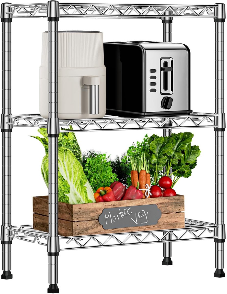 Omgoods - Metalen Opbergrek met Verstelbare Planken - 3 Laags