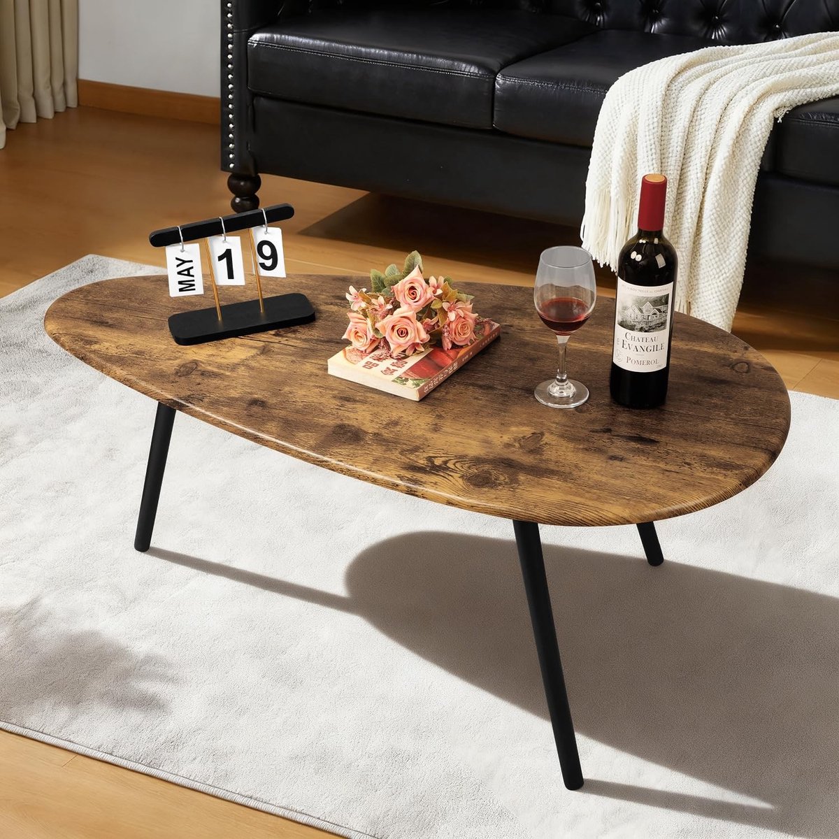 Omgoods - Houten Koffietafel met Driehoekig Blad en Eenvoudige Montage