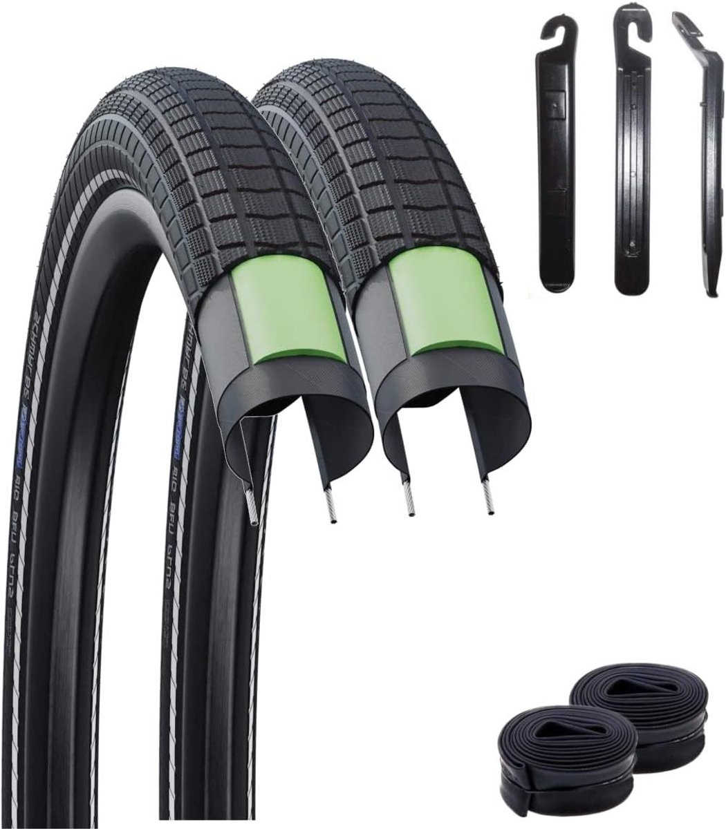 Schwalbe Big Ben Plus Banden - Fietsbanden Set - Veilig Fietsen - GreenGuard Anti-lek - 20 x 2.15 inch - Zwart