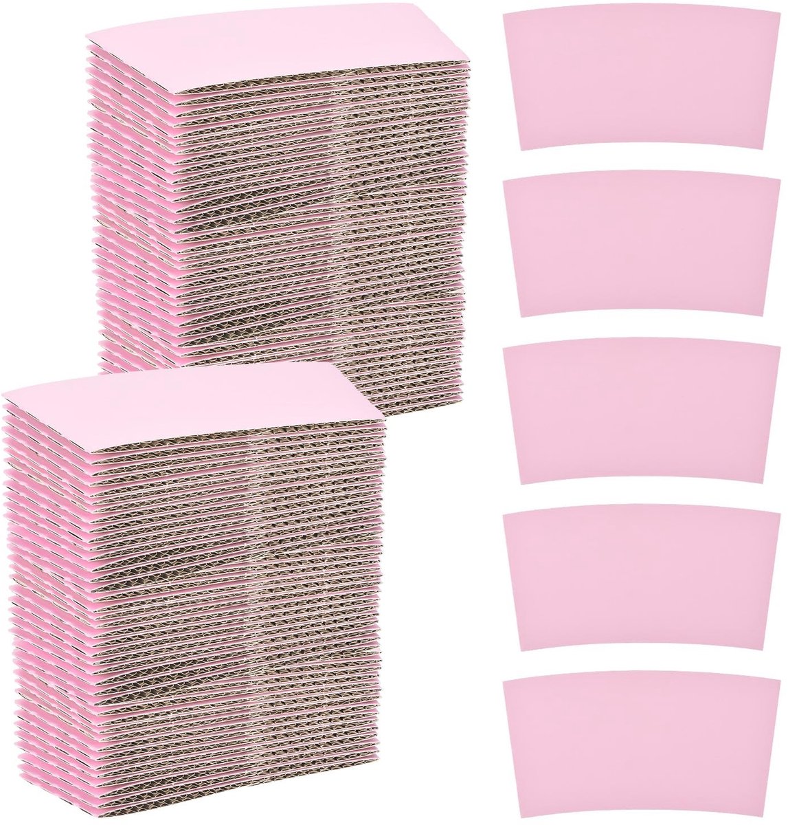 Omgoods - 200 Stuks Wegwerp Koffiekopjeshoezen van Kraftpapier voor Thuis en Kantoor, Roze
