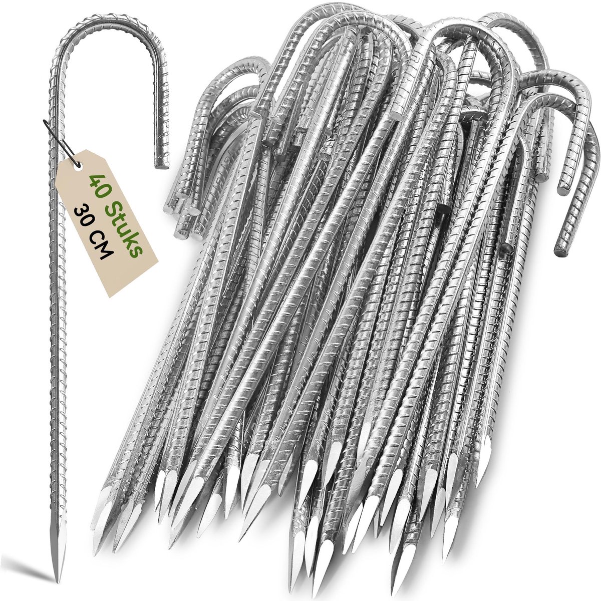 Omgoods - Set van 40 Heavy Duty Grondstaken voor Trampoline en Tent 30 cm