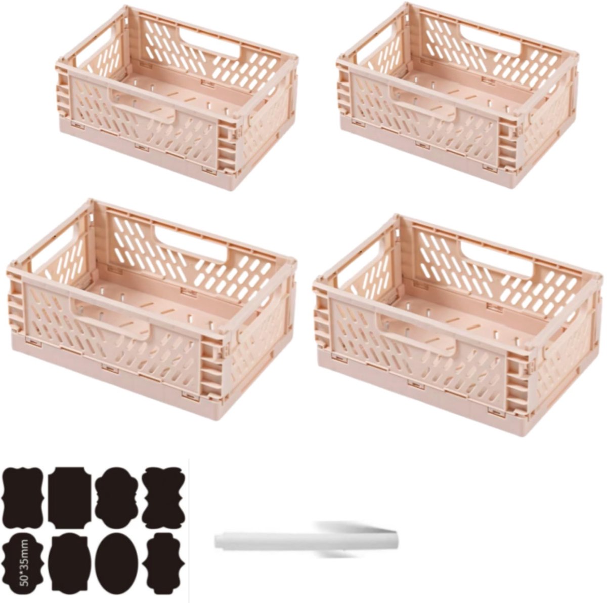 Omgoods- Opbergdozen 4 Stuks - Opvouwbaar - Kunststof - Tapelbaar - Voor Kleding/Boeken/Speelgoed - Maten 30x20x12cm/42x28x16cm - Opbergkratten