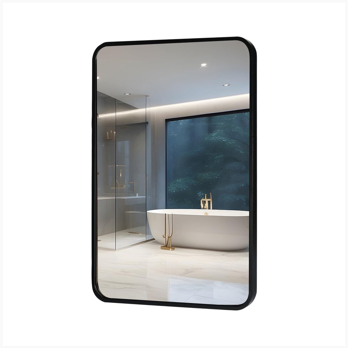 Omgoods - Zwart Vierkant Wandspiegel met Aluminium Frame 100 x 60 cm
