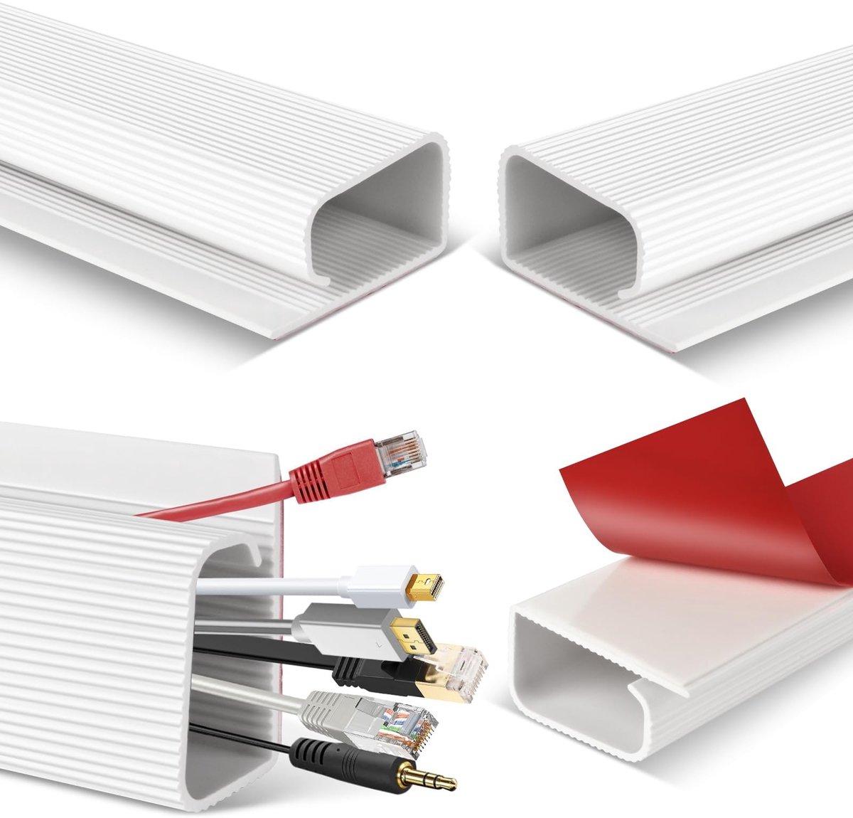 Omgoods - Desk Cable Management J-Channel Kabelgoot - 4 Stuks Wit