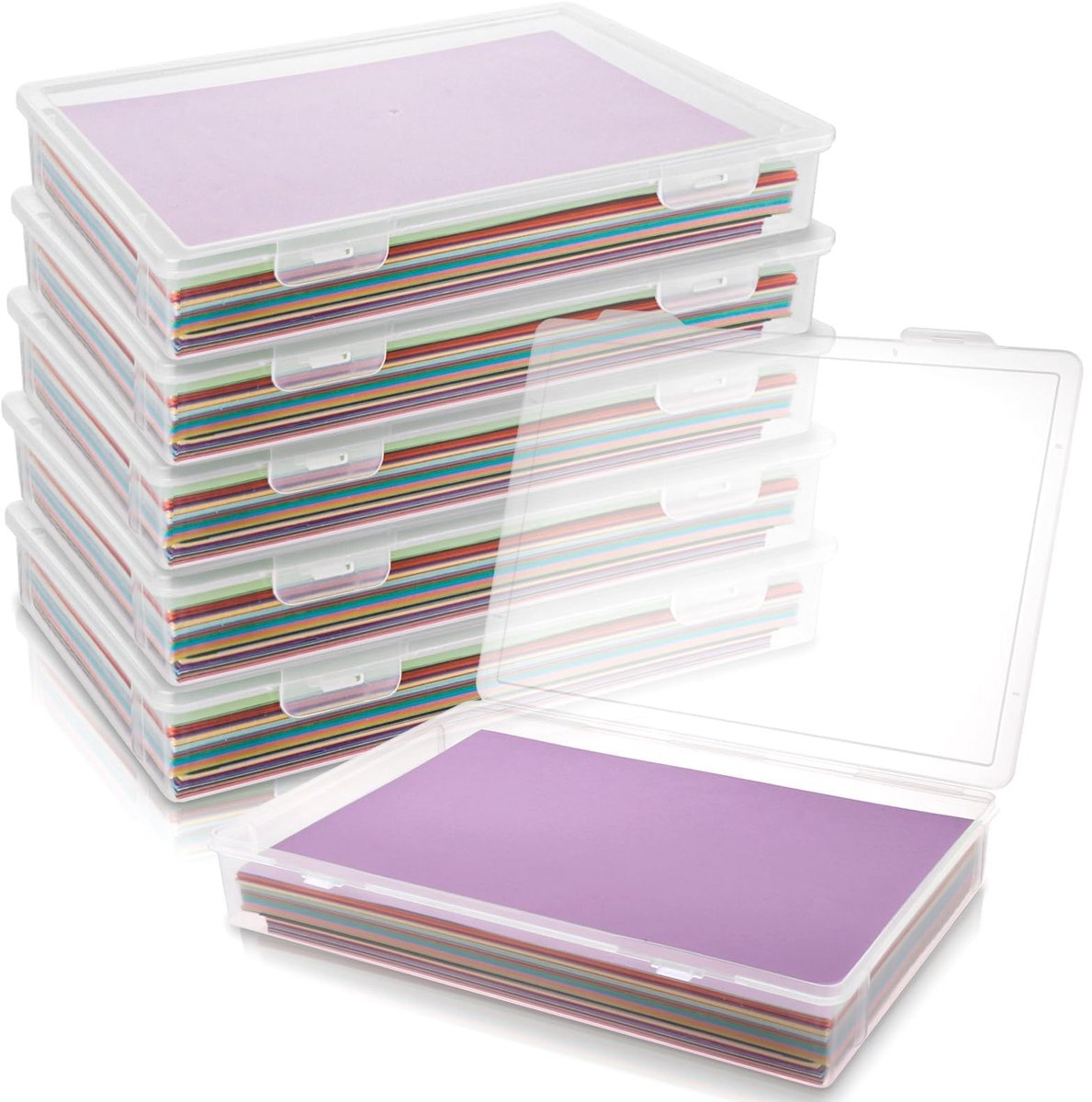 Omgoods- Documentenbox Set van 6 Stuks - Transparante Opbergbox A4 - 31x22x5 Cm - PP Materiaal - Voor Dossiers en Kantoorbenodigdheden - Overzichtelijk Opslag - Opbergdoos